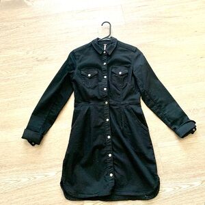 Free People Black Snap Lightweight Denim Minidress